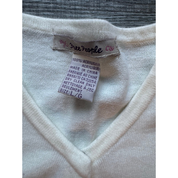 Vintage Free People Snap Cardigan Cream Sz Large Beaded Embellishments Rare Find - Picture 4 of 7